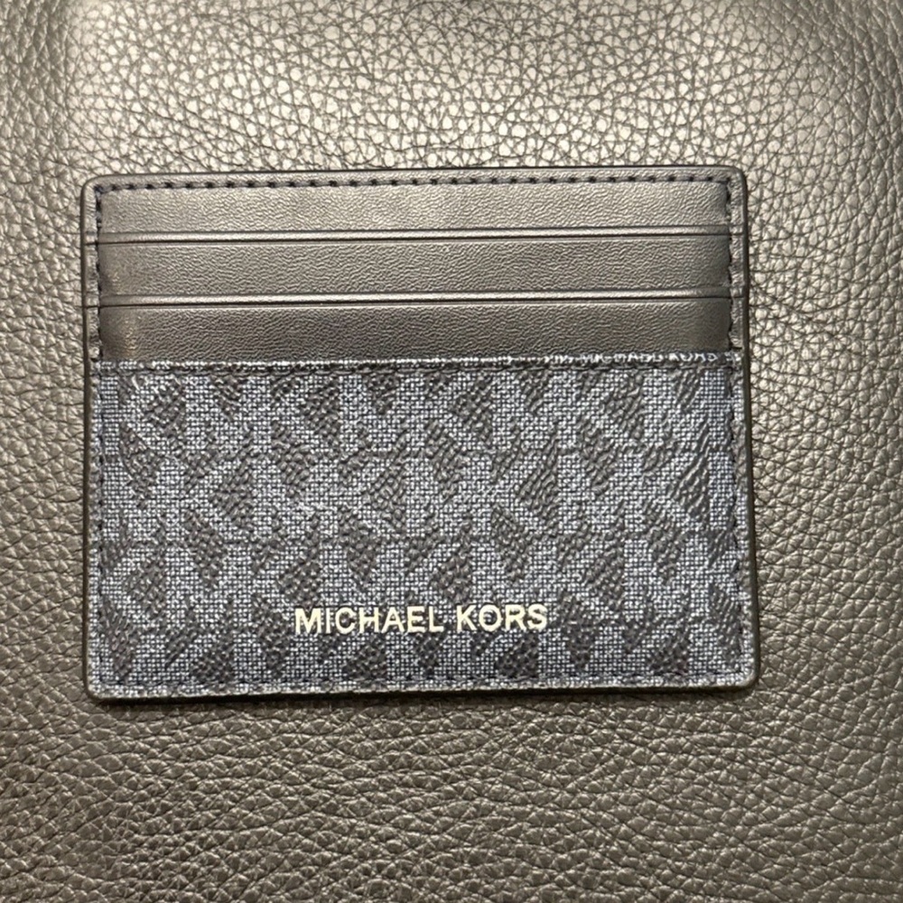 Michael Kors Monogram Blue and Black and Gray Card Holder
